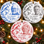 Custom Photo Ceramic Ornament - Personalized Christmas Memorial Sympathy Gifts For Loss Of Mom, Dad - Peaceful Hearts Living In Love