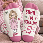 Custom Crew Socks - Personalized Birthday Gifts For Wife, Daughter, Besties, Sisters, Granddaughter, Grandma, Mom, Yourself - Caught In The Scroll