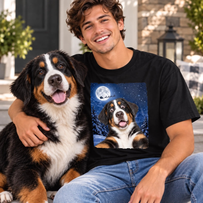 Custom Photo Funny Dog Selfie T-Shirt - Personalized Christmas Gifts For Dog Cat Lovers, Dog Dad And Mom, Cat Owners - Santa, Is That You