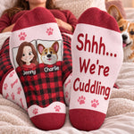 Custom Crew Socks - Personalized Birthday Gifts For Dog Cat Lovers, Dog Dad And Mom, Cat Owners - Snuggles Come Naturally
