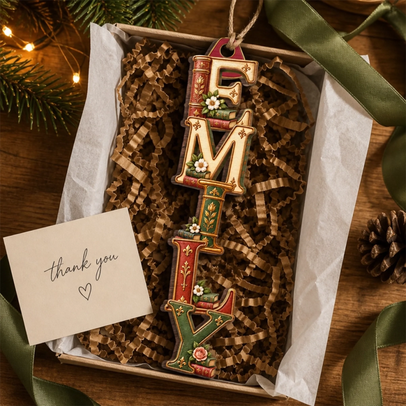 Custom Letter Wooden Ornament - Personalized Christmas Birthday Gifts For Mom, Dad, Brother, Sister, Kids, Sports Fans, Sports Lovers - Hooked On Happiness