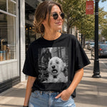 Custom Photo Funny Dog Selfie With Bigfoot Sasquatch Comfort T-Shirt - Personalized Birthday Gifts For Dog Cat Lovers, Dog Dad And Mom, Cat Owners - Bigfoot Spotted With Paws