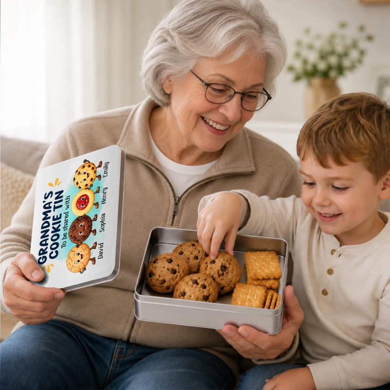Custom Metal Tin - Personalized Birthday Gifts For Grandma, Grandpa - Sweet Little Joys Fresh From The Oven