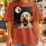 Custom Photo Funny Dog Selfie With Witch Comfort T-Shirt - Personalized Halloween Birthday Gifts For Dog Cat Lovers, Dog Dad And Mom, Cat Owners -  Main Character Witchy Pup