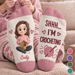 Custom Yarn Crew Socks - Personalized Birthday Gifts For Crochet Knitting Lovers, Crocheters, Knitters, Wife, Daughter, Besties, Sisters, Granddaughter, Grandma, Mom, Yourself - Keep Stitching