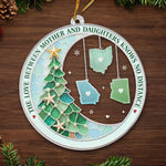 Custom Long Distance Acrylic Ornament - Personalized Christmas Birthday Gifts For Mom, Daughter - Family Ties Across The Miles