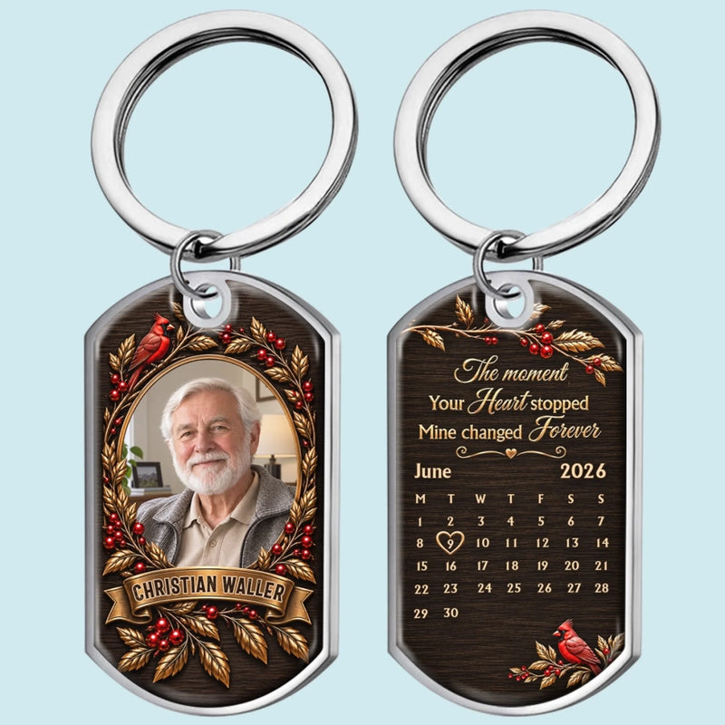 Custom Photo Keychain - Personalized Memorial Sympathy Gifts For Loss Of Mom, Dad - Love Lives On In Memories