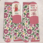 Custom Yarn Crew Socks - Personalized Birthday Gifts For Crochet Knitting Lovers, Crocheters, Knitters, Wife, Daughter, Besties, Sisters, Granddaughter, Grandma, Mom, Yourself - Stitching My Way To Happy