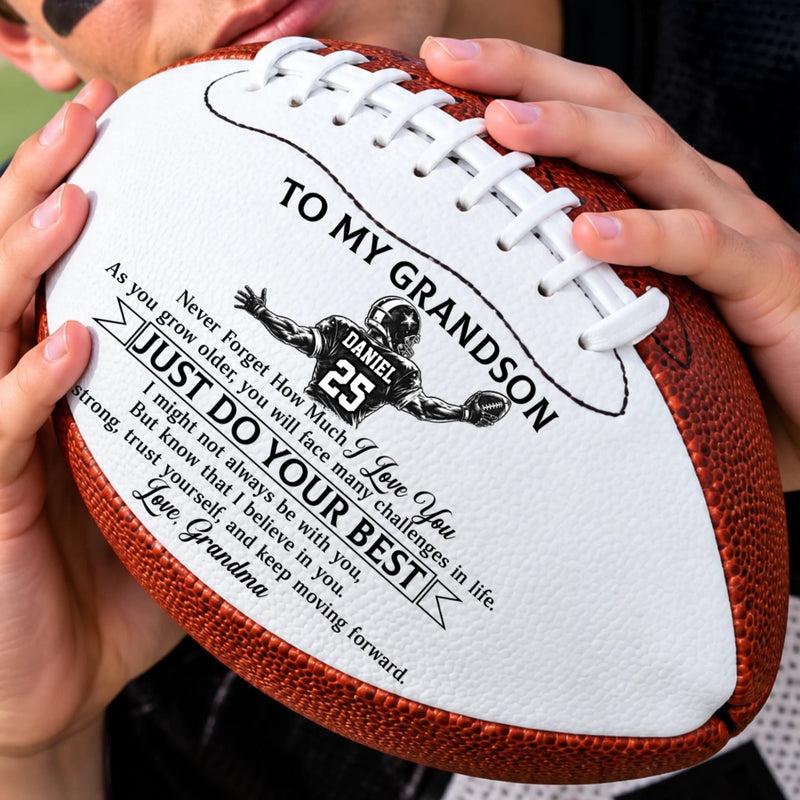 Custom Leather Football - Personalized Birthday Gifts For Son, Grandson, American Football Lovers, Sports Fans, Sports Lovers - Made For Game Day