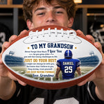 Custom Leather Football - Personalized Birthday Gifts For Son, Grandson, American Football Lovers, Sports Fans, Sports Lovers - All Heart On Game Day