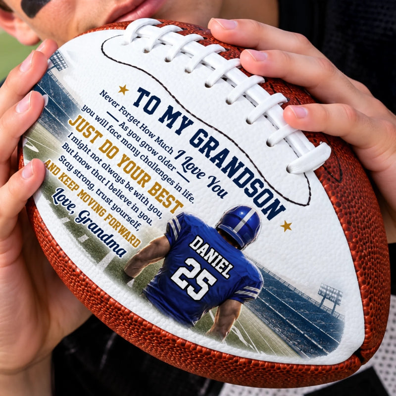 Custom Leather Football - Personalized Birthday Gifts For Son, Grandson, American Football Lovers, Sports Fans, Sports Lovers - All Heart On Game Day