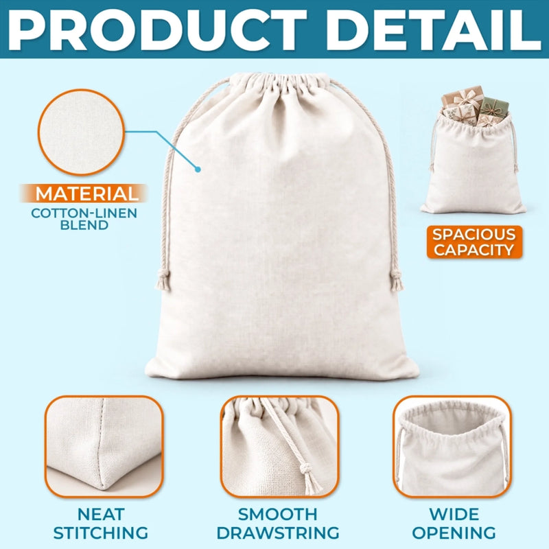 Custom Drawstring Gift Bag - Personalized Christmas Birthday Gifts For Mom, Dad, Brother, Sister - Warm Wishes And Happy Hearts