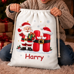 Custom Drawstring Gift Bag - Personalized Christmas Birthday Gifts For Mom, Dad, Brother, Sister - Warm Wishes And Happy Hearts