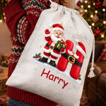 Custom Drawstring Gift Bag - Personalized Christmas Birthday Gifts For Mom, Dad, Brother, Sister - Warm Wishes And Happy Hearts