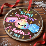 Custom Squishy Circle Glass Ornament - Personalized Christmas Birthday Gifts For Kids - In My Squishy Era