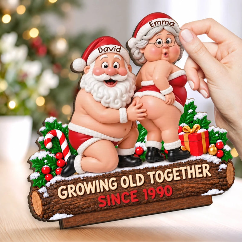 Custom Funny 2-Layered Wooden Plaque - Personalized Anniversary Christmas Wedding Gifts For Husband And Wife, Him And Her - Aging Like Fine Wine