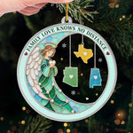 Custom Long Distance Acrylic Ornament - Personalized Christmas Birthday Gifts For Mom, Dad, Brother, Sister - Love Connects Us Across Miles