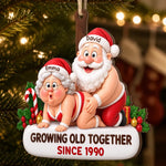 Custom Funny Wooden Ornament - Personalized Anniversary Christmas Wedding Gifts For Husband And Wife, Him And Her - Santa Couple Goals Forever
