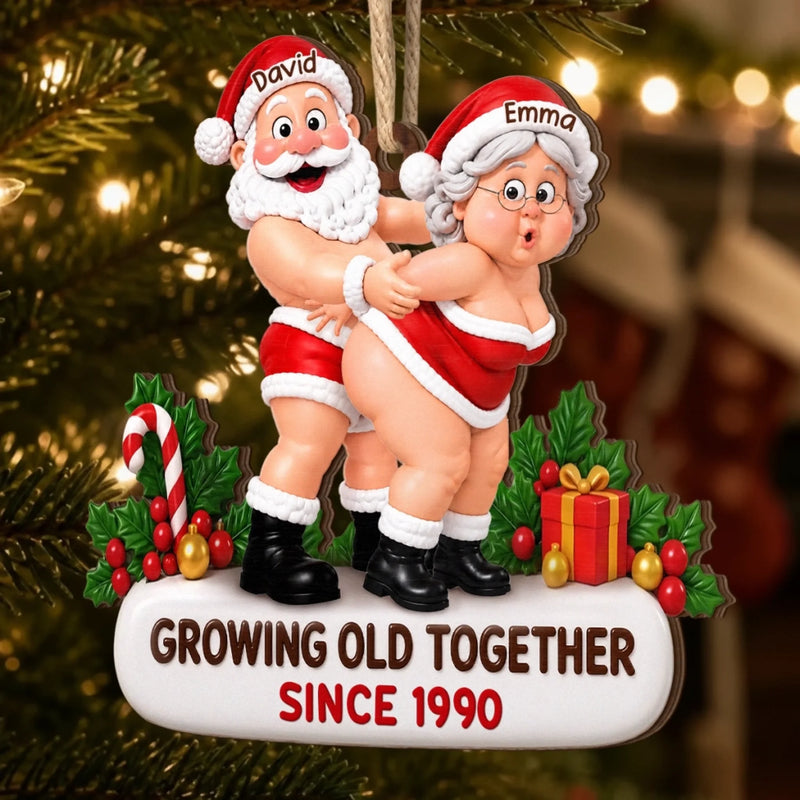 Custom Funny Wooden Ornament - Personalized Anniversary Christmas Wedding Gifts For Husband And Wife, Him And Her - Sweetest Merry Duo Ever