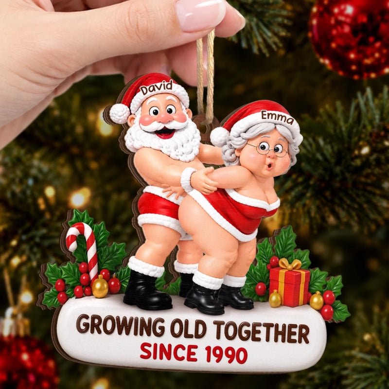 Custom Funny Wooden Ornament - Personalized Anniversary Christmas Wedding Gifts For Husband And Wife, Him And Her - Sweetest Merry Duo Ever