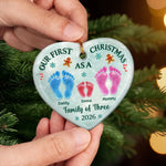 Custom First Christmas Ceramic Ornament - Personalized Christmas Birthday Gifts For Mom, Dad, Brother, Sister, Dog Cat Lovers - Our Little Christmas Crew