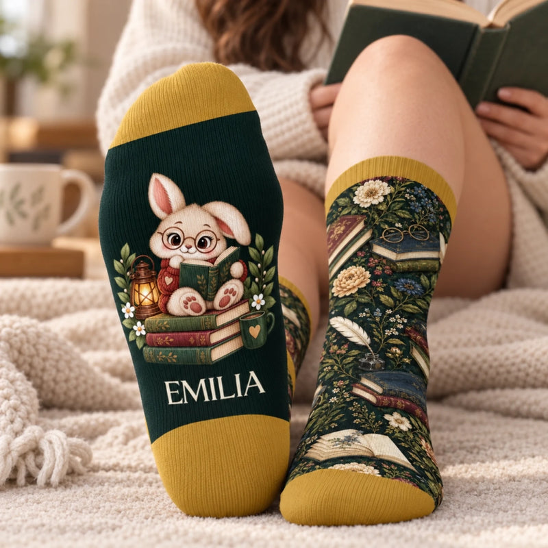 Custom Shh I'm Reading Crew Socks - Personalized Bookish Gifts For Book Lovers, Bookworms, Readers - Stay Cozy & Read