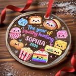 Custom Squishy Circle Glass Ornament - Personalized Christmas Birthday Gifts For Kids - Colorful Things, Happy Days