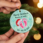 Custom First Christmas Ceramic Ornament - Personalized Christmas Baby Shower, Gender Reveal Gifts For New Moms, New Dads, New Parents - A Precious Little Memory