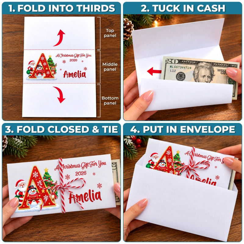 Custom Money Envelop - Personalized Christmas Birthday Gifts For Kids - Little Holiday Cheer
