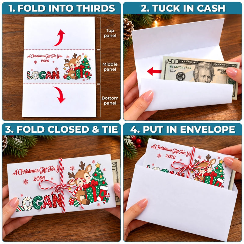 Custom Money Envelop - Personalized Christmas Birthday Gifts For Kids - Merry Little Moments