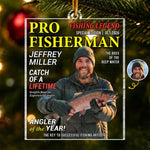 Custom Photo Magazine Acrylic Ornament - Personalized Christmas Birthday Fishing Gifts For Fisherman, Husband, Son, Grandson, Brother, Grandpa, Dad, Yourself - Chasing Big Catches All Day