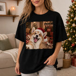 Custom Photo Funny Dog Selfie Comfort T-Shirt - Personalized Christmas Birthday Gifts For Dog Cat Lovers, Dog Dad And Mom, Cat Owners - Cozy Season, Merry Fun
