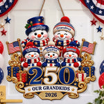 Custom Wood Sign - Personalized America 250th Anniversary Christmas Gifts For Grandma, Grandpa - Cherished Family Moments