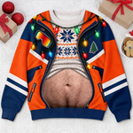 Custom Funny Ugly Sweatshirt - Personalized Christmas Birthday Gifts For Husband, Son, Grandson, Brother, Grandpa, Dad, Yourself - Chilling On The Snowy Hills