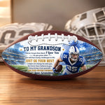 Custom Photo Leather Football - Personalized Birthday Gifts For Son, Grandson, American Football Lovers, Sports Fans, Sports Lovers - Born To Be A Champion
