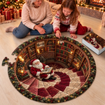 Custom Round Jigsaw Puzzle - Personalized Christmas Birthday Gifts For Kids - Santa In The House