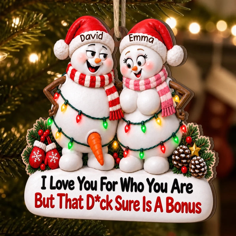 Custom Funny Wooden Ornament - Personalized Anniversary Christmas Wedding Gifts For Husband And Wife, Him And Her - Nice Is Overrated