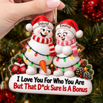 Custom Funny Wooden Ornament - Personalized Anniversary Christmas Wedding Gifts For Husband And Wife, Him And Her - Nice Is Overrated