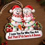 Custom Funny Wooden Ornament - Personalized Anniversary Christmas Wedding Gifts For Husband And Wife, Him And Her - Nice Is Overrated