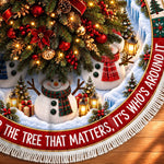 Custom Snowman Tree Skirt - Personalized Christmas Birthday Gifts For Mom, Dad, Brother, Sister - Under The Tree Together
