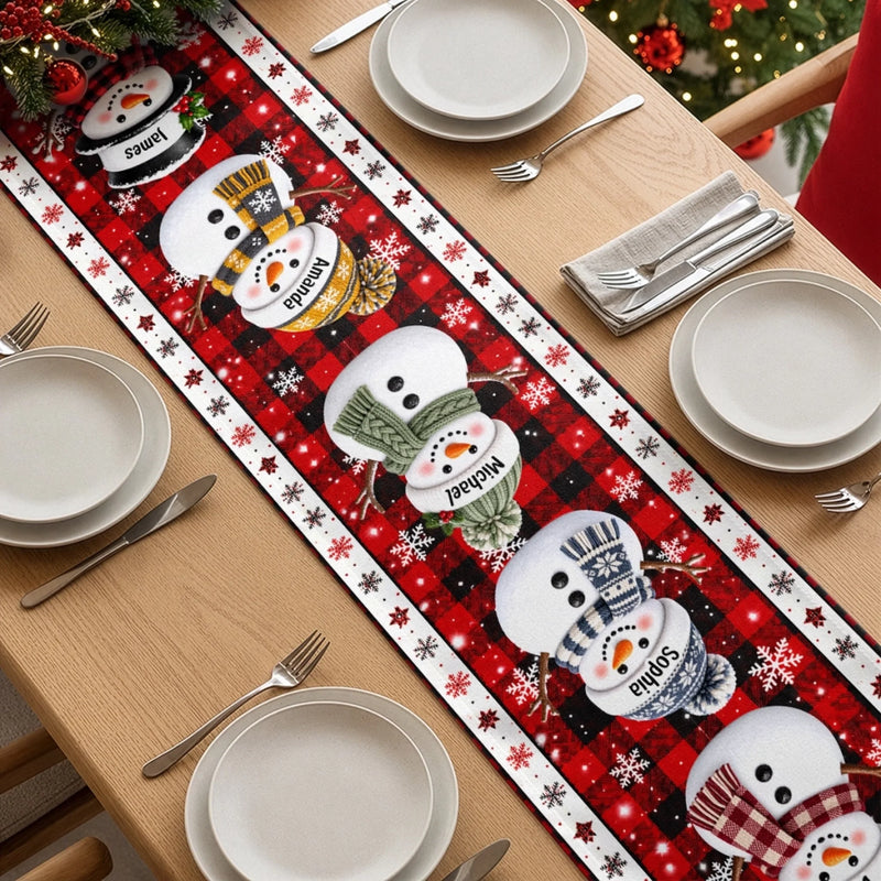 Custom Snowman Table Runner - Personalized Christmas Birthday Gifts For Mom, Dad, Brother, Sister - Christmas Together Feels Right