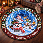 Custom Snowman Quilted Round Mat - Personalized Christmas Birthday Gifts For Mom, Dad, Brother, Sister - Season Of Joy And Love