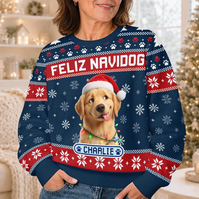 Custom Photo Ugly Sweatshirt - Personalized Christmas Birthday Gifts For Dog Cat Lovers, Dog Dad And Mom, Cat Owners - Jolly Little Pawtner