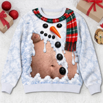 Custom Funny Ugly Sweatshirt - Personalized Christmas Birthday Gifts For Husband, Son, Grandson, Brother, Grandpa, Dad, Yourself - Too Hot For Winter Snow