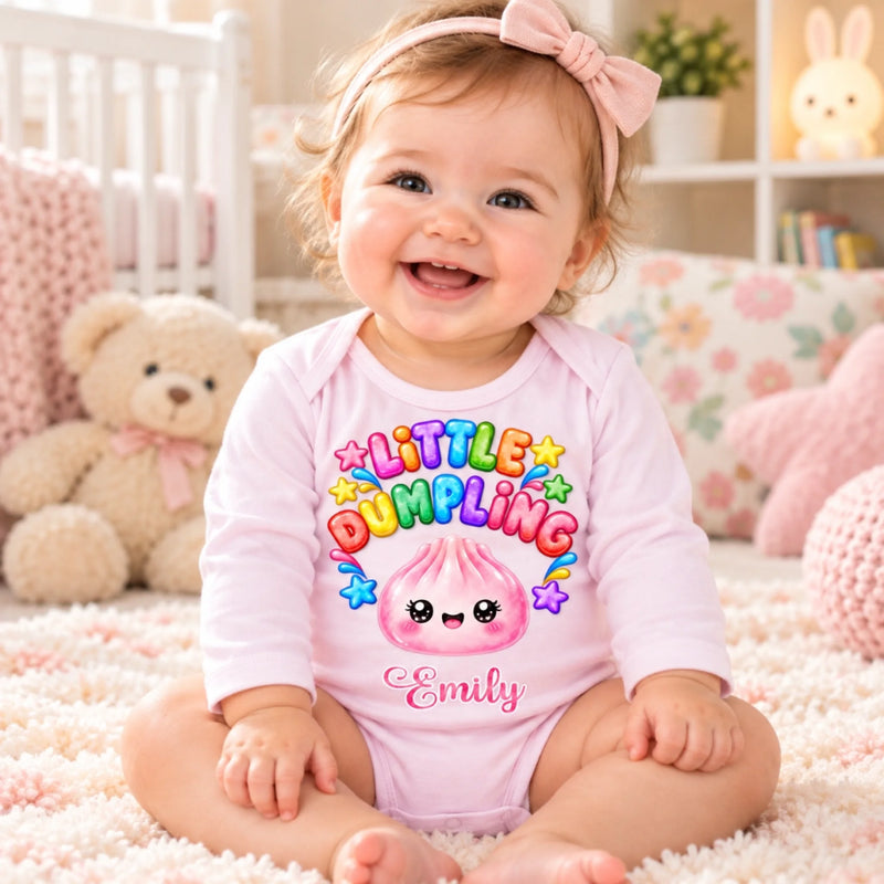 Custom Squishy Long Sleeve Baby Onesie - Personalized Christmas Baby Shower, Gender Reveal Gifts For New Moms, New Dads, New Parents - Little Dumpling