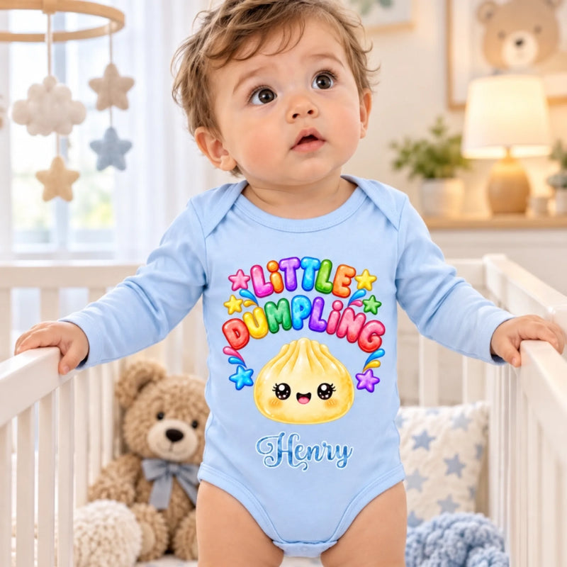 Custom Squishy Long Sleeve Baby Onesie - Personalized Christmas Baby Shower, Gender Reveal Gifts For New Moms, New Dads, New Parents - Little Dumpling