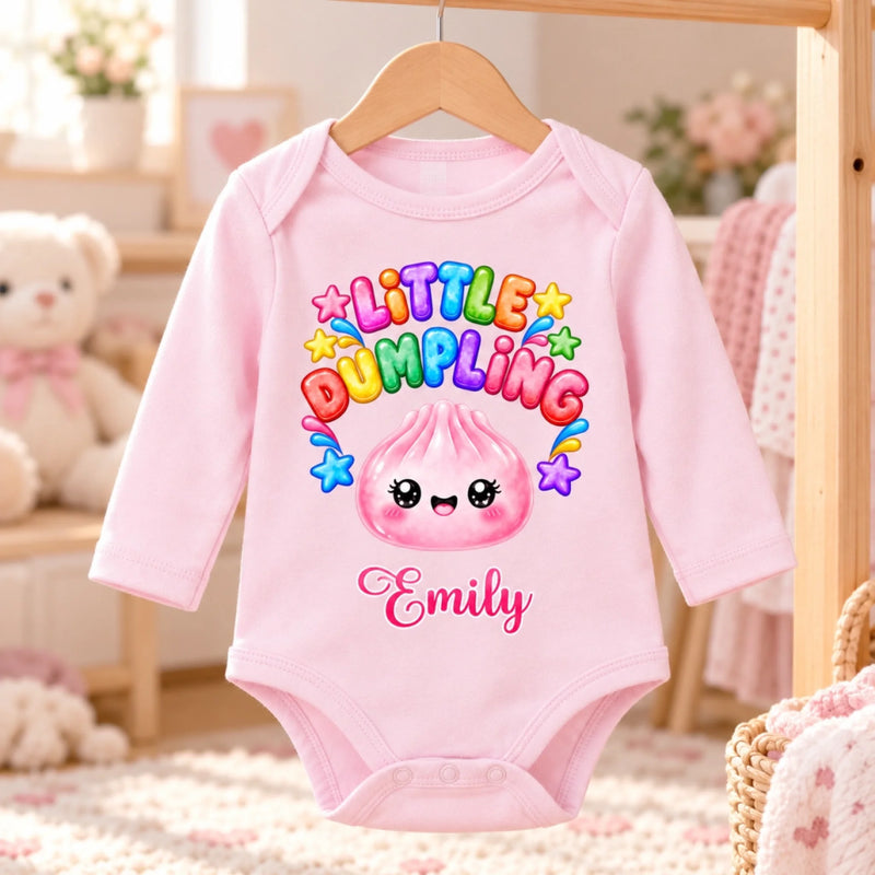 Custom Squishy Long Sleeve Baby Onesie - Personalized Christmas Baby Shower, Gender Reveal Gifts For New Moms, New Dads, New Parents - Little Dumpling
