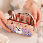Custom Photo Seersucker Makeup Bag - Personalized Birthday Gifts For Wife, Daughter, Besties, Sisters, Granddaughter, Grandma, Mom, Yourself, Dog Cat Lovers - Life Blooms With You