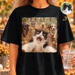 Custom Photo Funny Cat Selfie Comfort T-Shirt - Personalized Birthday Gifts For Dog Cat Lovers, Dog Dad And Mom, Cat Owners - Pawsitively Hilarious Fur Therapy