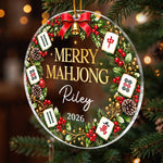 Custom Mahjong Acrylic Ornament - Personalized Christmas Birthday Gifts For Mahjong Players, Mom, Dad, Brother, Sister - Merry Game Vibes All Season